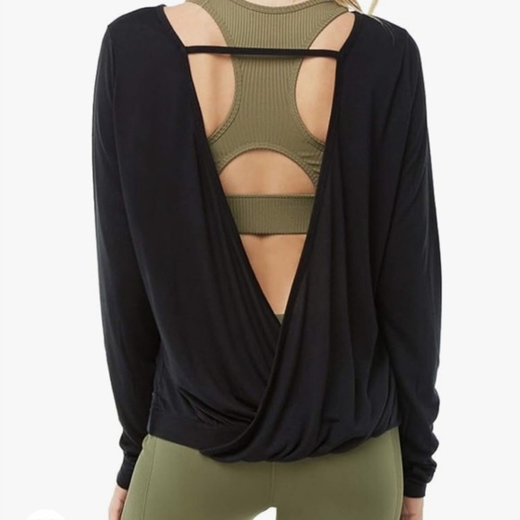 Forever21 Cut Out Open Back Long Sleeve Gray Workout Top T- Shirt Activewear XS - Picture 1 of 11